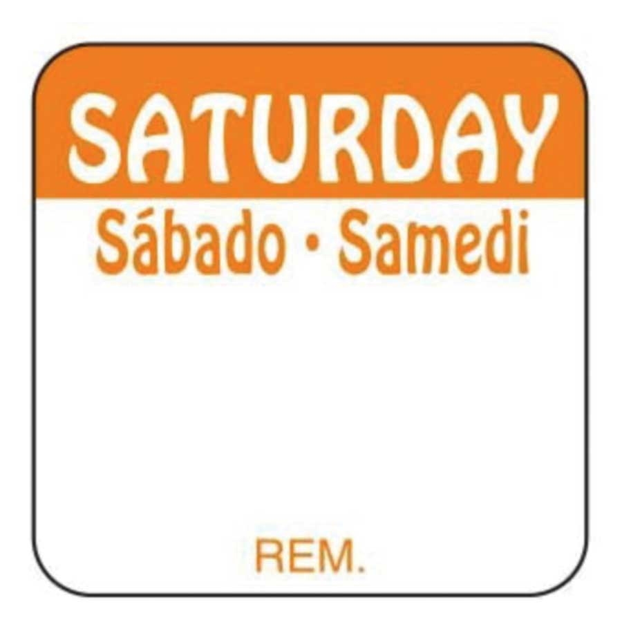 Bollin Label Saturday and Sabado Samedi Fresh Date Trilingual Label -- 1000 rolls per case