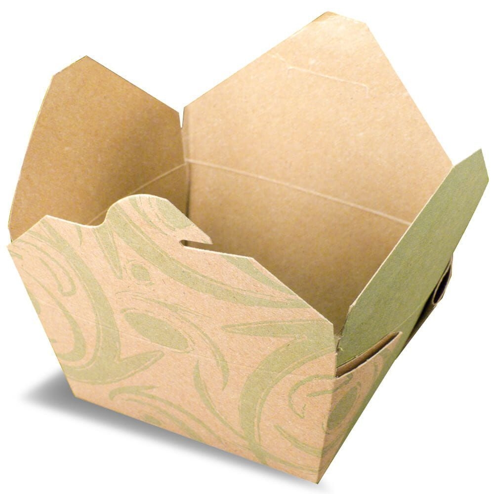 Fold-Pak Bio Plus Earth Number 1 Sonoma Print Food Container, 5 x 4.5 x 2.5 inch -- 450 per case.