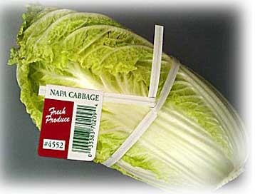 T and T Industries Twist-Ems PLU 4552 Green Foil Custom Printed Napa Cabbage Paper Twist Ties, 3/8 x 18 inch -- 1000 per case