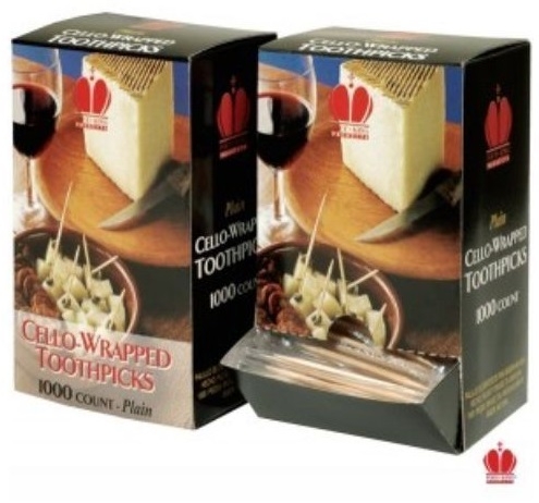 Poly King Individually Cello Wrapped Wooden Plain Toothpick -- 12000 per case