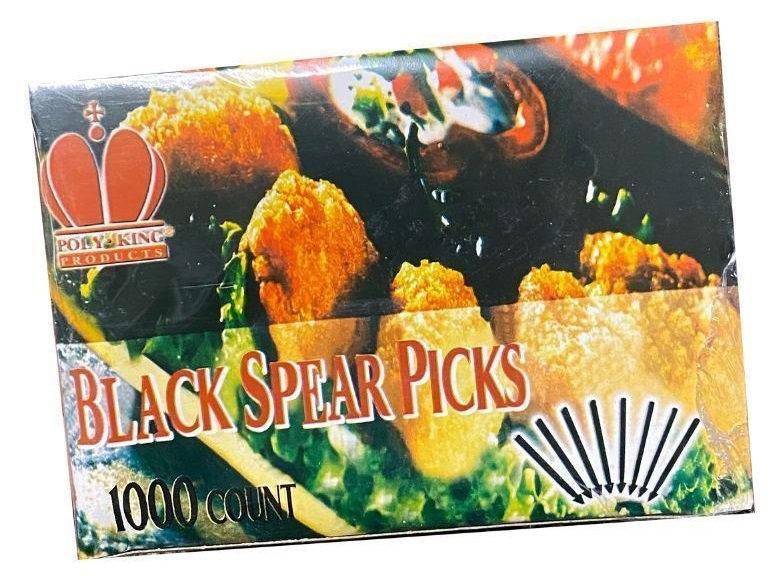 Poly King Black Polystyrene Spear Picks -- 10000 per case