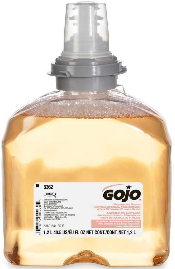Gojo Premium Vitamin E and Aloe Foam Antibacterial Handwash for GOJO TFX Dispenser, 1200 Milliliter -- 2 per case