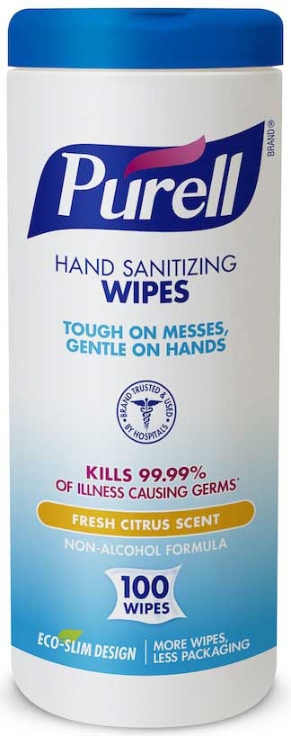 Purell White E3 Rated Sanitizing Wipe, 3.38 x 3.38 x 8.5 inch - 100 per pack -- 12 packs per case