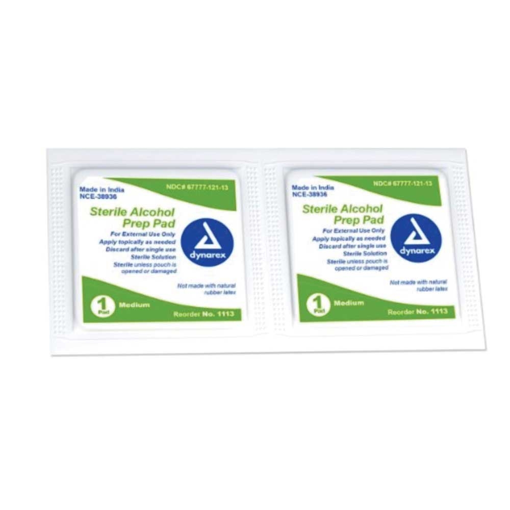 Dynarex Non-Woven Gauze Medium Sterile Alcohol Prep Pad -- 2000 per case