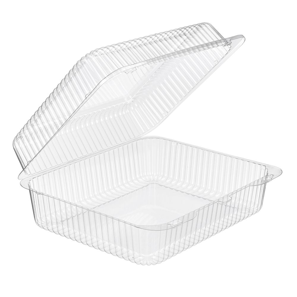 Surelock Clear PET Rectangular Utility Clamshell Hinged Container, 10-3/16 x 8-3/4 x 4-1/4 inch -- 200 per case