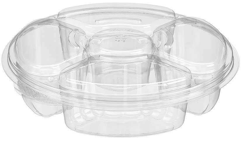 Inline Plastics 4 Compartment Party Platter with Lid, 54 Ounce -- 100 per case