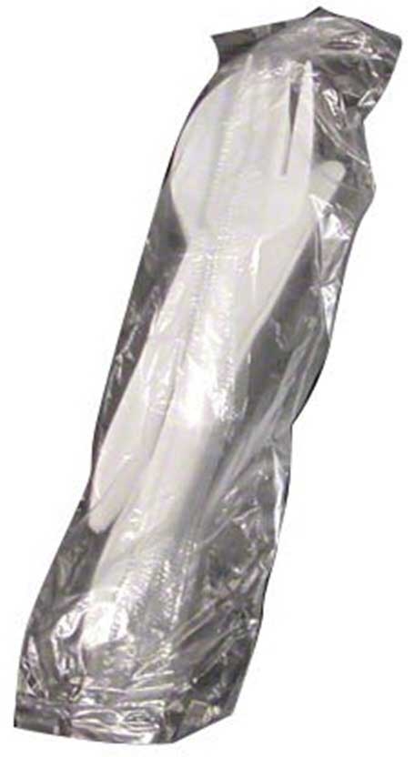 Max Packaging Polypropylene White Medium Weight Fork Knife Spoon Cutlery Kit -- 500 per case