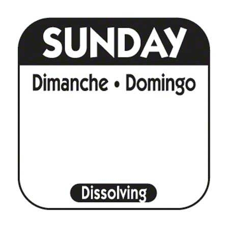 National Checking Sunday Trilingual Dissolving Label, 1 x 1 inch -- 1000 per case