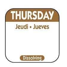 National Checking Brown Paper Thursday Jeudi Jueves Trilingual Dissolving Label, 1 x 1 inch -- 1000 per case