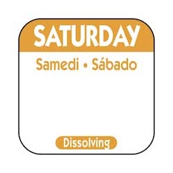 National Checking Trilingual Orange Saturday Dissolvable Label, 1 x 1 inch -- 1000 per case