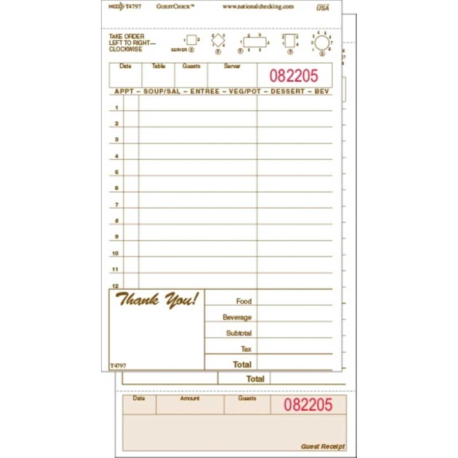 National Checking Medium Tan 2 Part Carbonless Guest Check, 7.75 x 4.2 inch -- 2000 per case