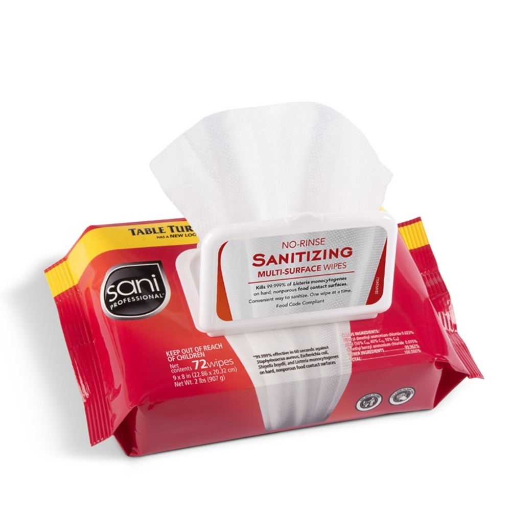 Sani Professional White Polyester No Rinse Sanitizing Wipes, 9 x 8 inch -- 864 per case