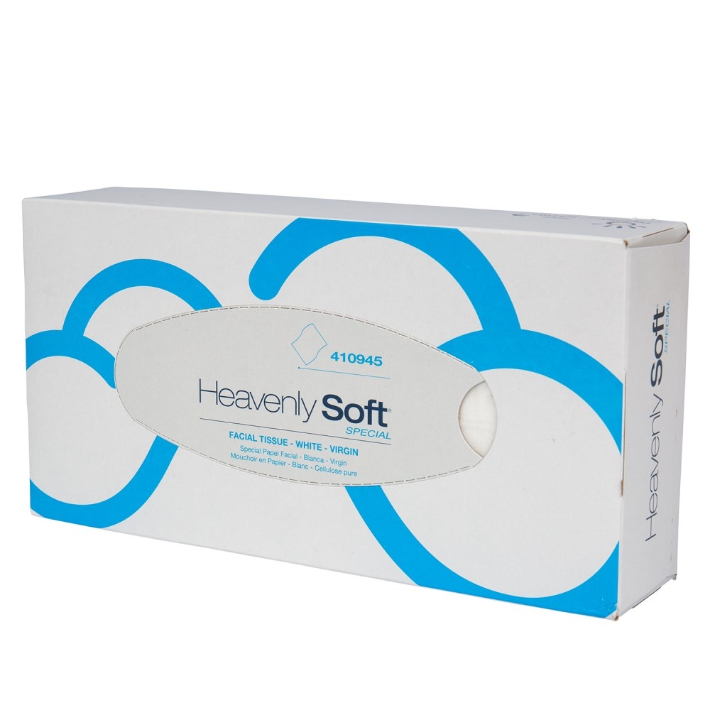 Heavenly Soft White 2 Ply Virgin Facial Tissue - Flat Box, 100 count -- 30 per case