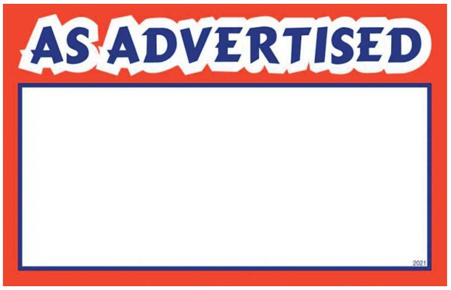 I D Images As Advertised Sign Package, 3.5 x 5.5 inch -- 100 per case