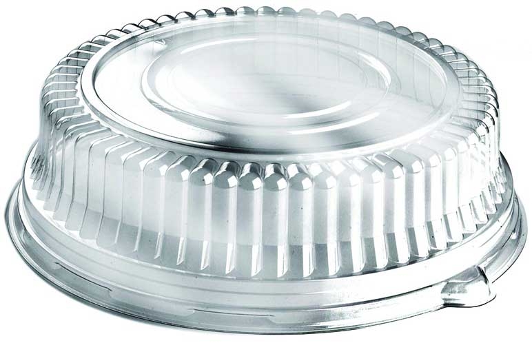 Sabert Sturdiware Black Round Platter with Clear PET High Dome Lid, 16 inch -- 25 per case