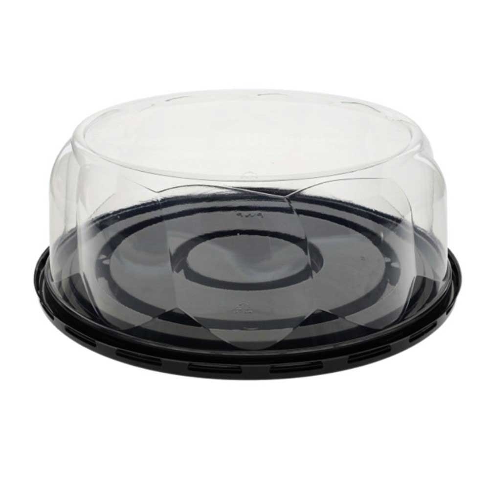 Packaging With Perfection Black PET Cake Container with Clear Swirl Dome Lid -- 100 per case