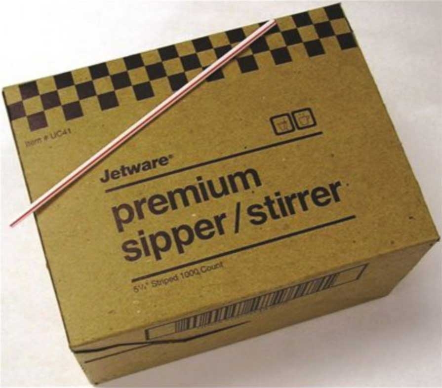 Cell O Core Red White Stripe Stirrer, 5.25 inch -- 10000 per case