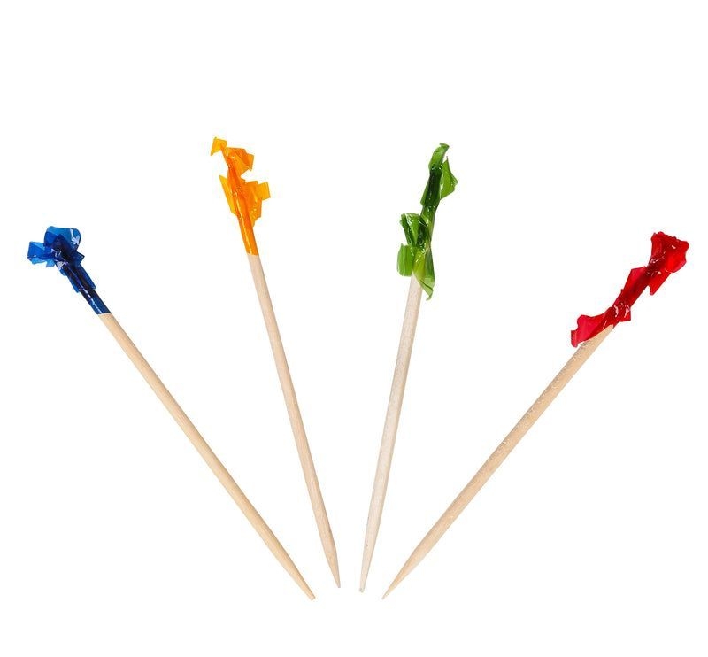 KingSeal Assorted Colors Bamboo Regular Frill Toothpick, 2.5 inch -- 10000 per case