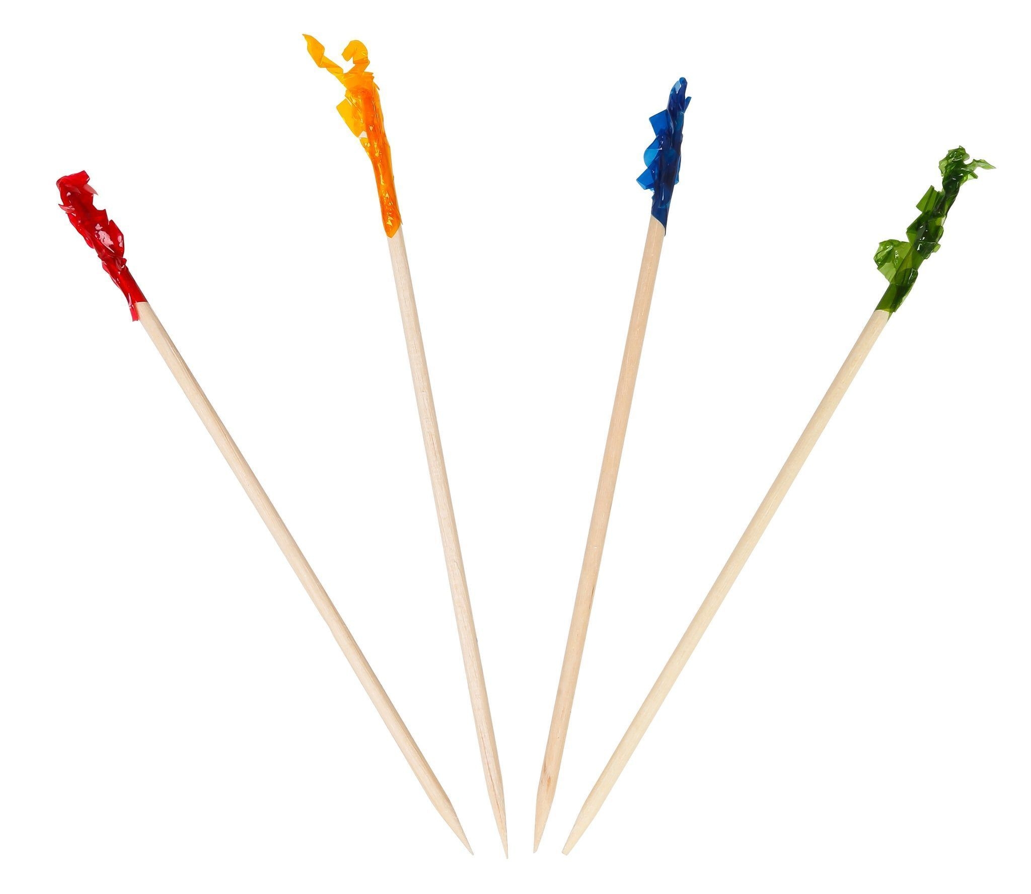 KingSeal Assorted Colors Bamboo Club Frill Toothpick, 3.75 inch -- 10000 per case