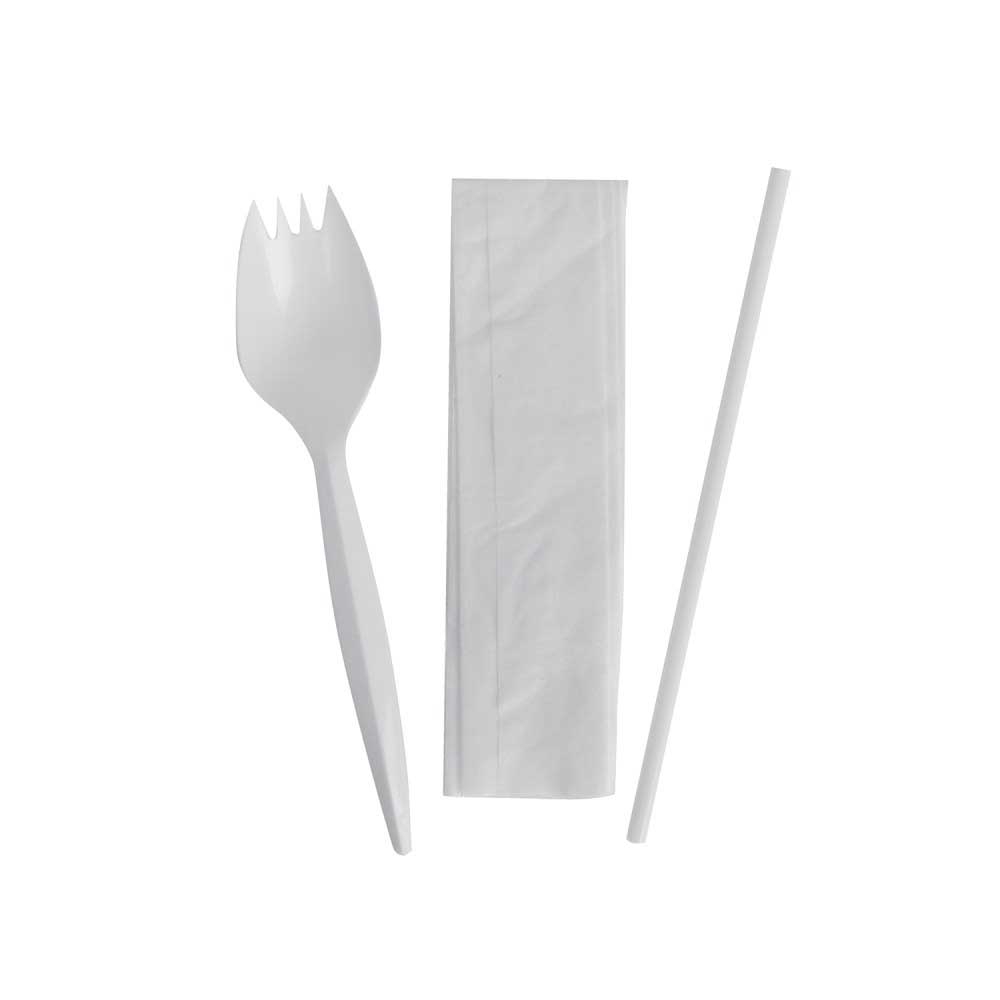 Prime Source White Polypropylene Medium Weight Cutlery Kit -- 1000 Per Case