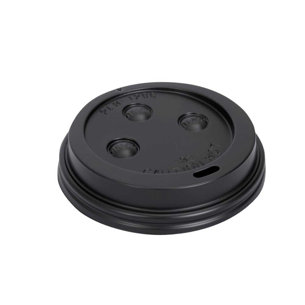 Prime Source Polystyrene Black Lid for 10/12/16/20/24 Ounce Hot Cup -- 1000 per case