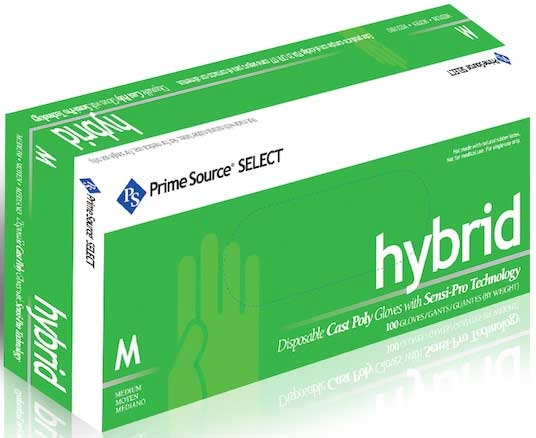 Prime Source Select Medium Ultra Blue Disposable Textured Cast Poly Hybrid Gloves -- 1000 per case