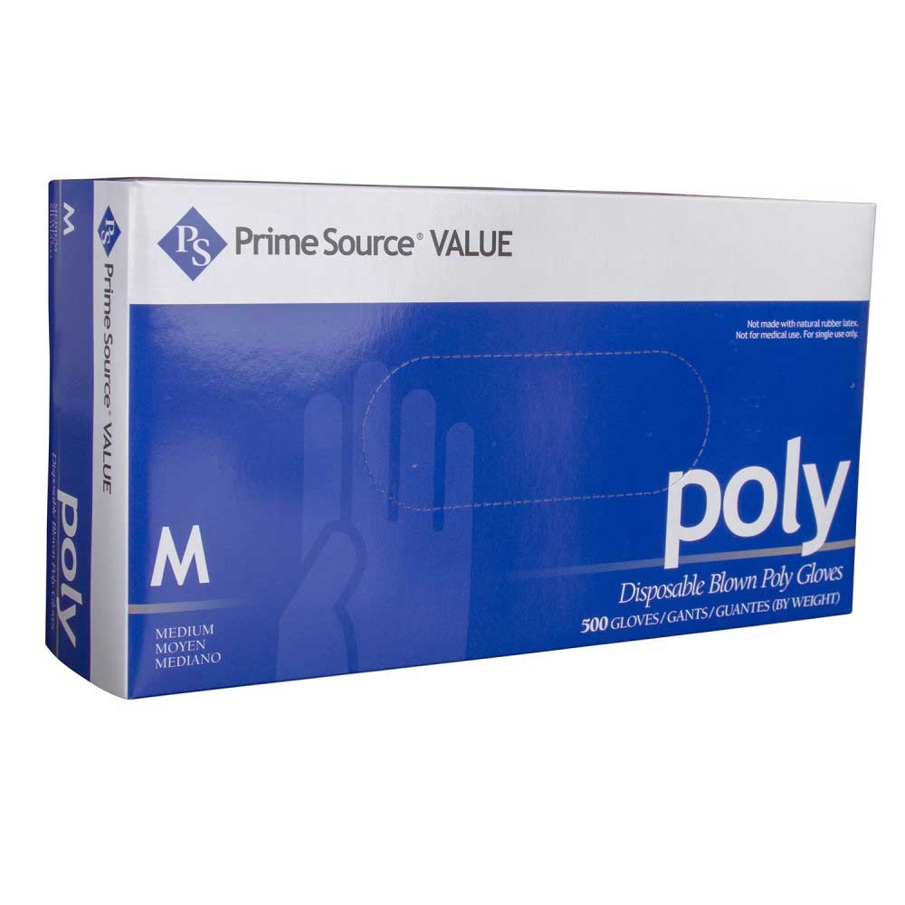 Prime Source Medium Value Clear Blown Poly Gloves -- 2000 per case