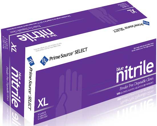 Prime Source Select Blue Powder Free Extra Large Nitrile Gloves -- 1000 per case