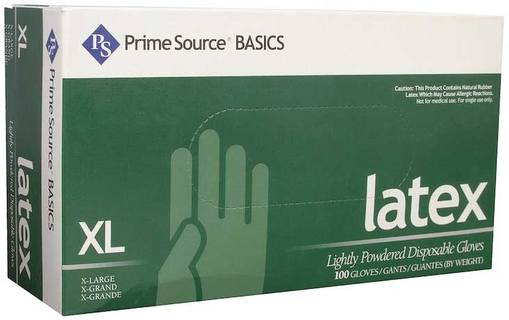 Prime Source Basics White Lightly Powdered Extra Large Latex Gloves -- 1000 Per Case