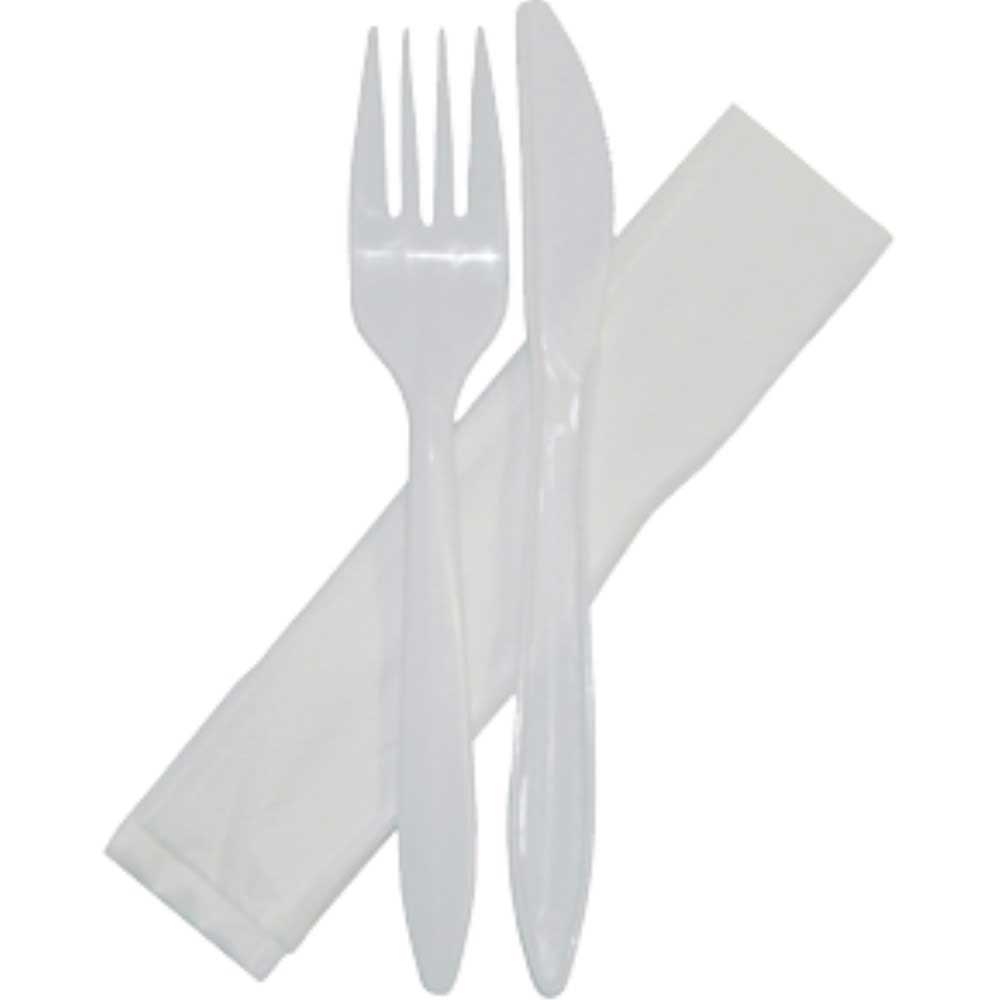 Prime Source White Medium Weight Polypropylene Cutlery Kit -- 500 per case