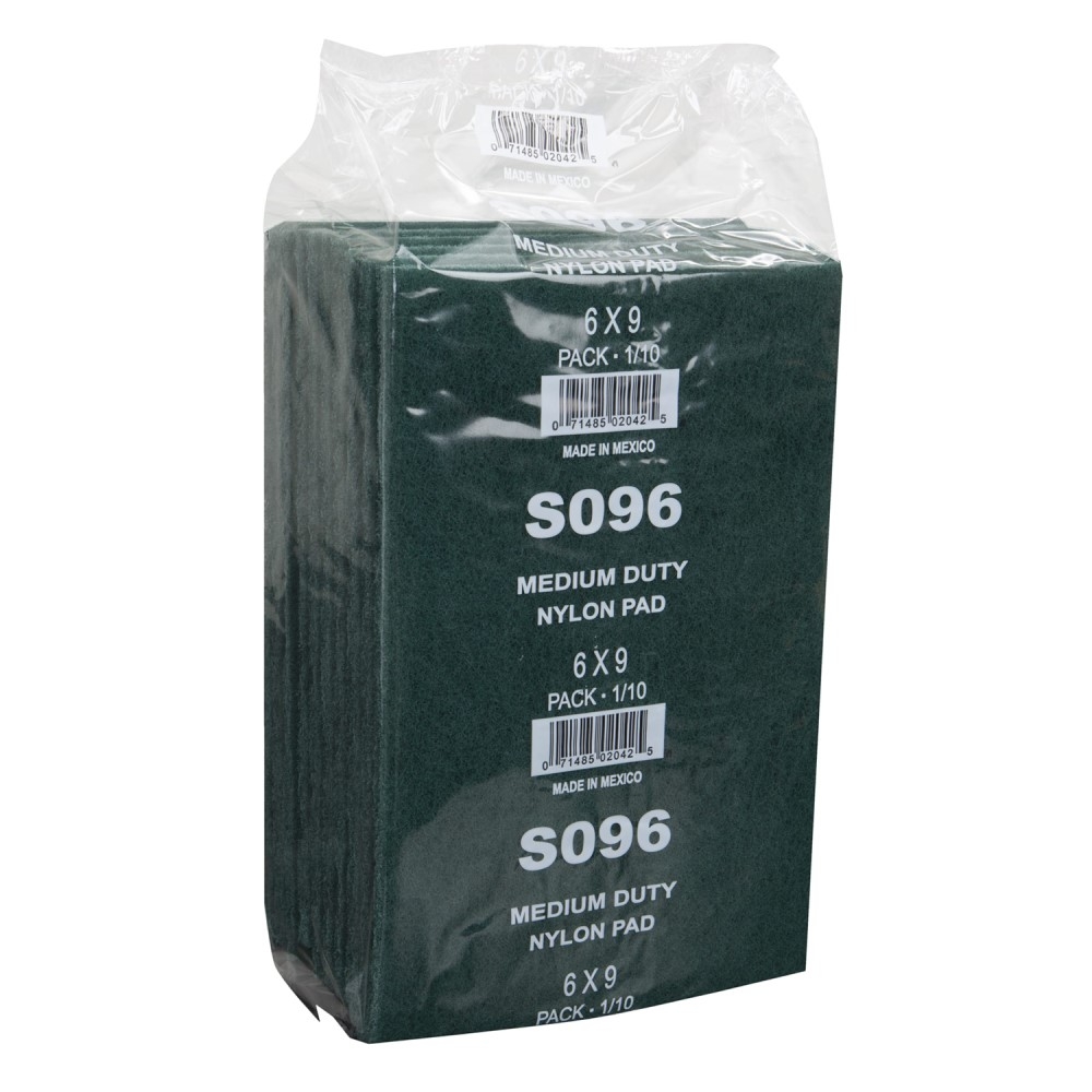 Prime Source Green Polyester Rectangular Medium Duty Scouring Pad, 6 x 9 inch -- 10 per pack