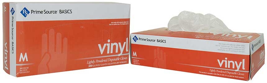 Bunzl Prime Source Lightly Powdered Medium Clear Basics Vinyl Gloves -- 1000 per case