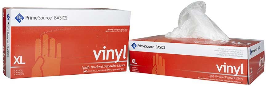 Bunzl Prime Source Lightly Powdered Extra Large Clear Basics Vinyl Gloves -- 1000 per case
