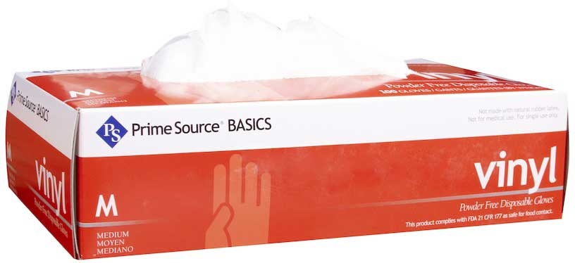 Bunzl Prime Source Powder Free Medium Clear Basics Vinyl Gloves -- 1000 per case