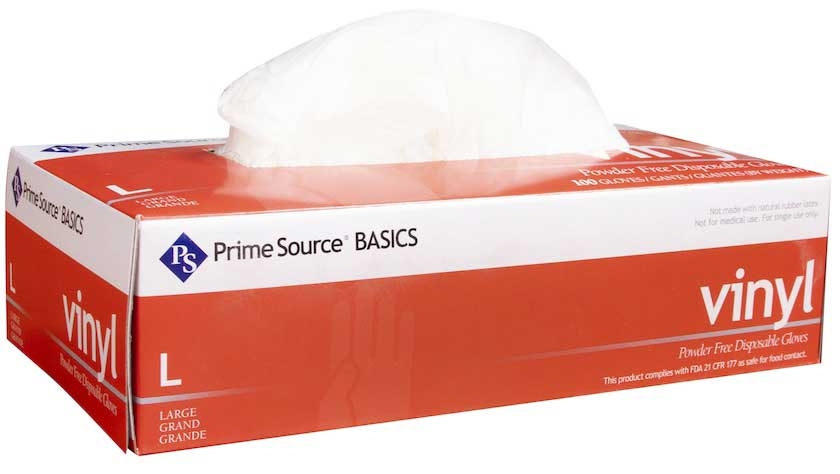 Bunzl Prime Source Powder Free Large Clear Basics Vinyl Gloves -- 1000 per case
