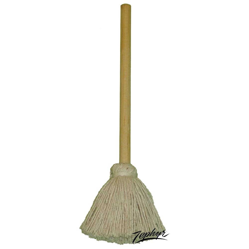 Zephyr White Number 4 Small Cotton Dish Mop with 10 inch Wood Handle -- 144 per case