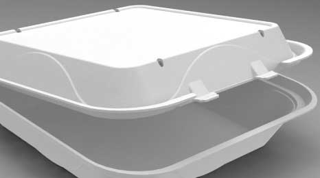 Darnel White Expanded Polystyrene Foam Hinged Container, 9.18 x 9.18 x 3 inch -- 200 per case