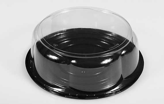 Panoramic Black Base Clear Classed Decorated Dome Container, 10 x 3.5 inch -- 100 per case