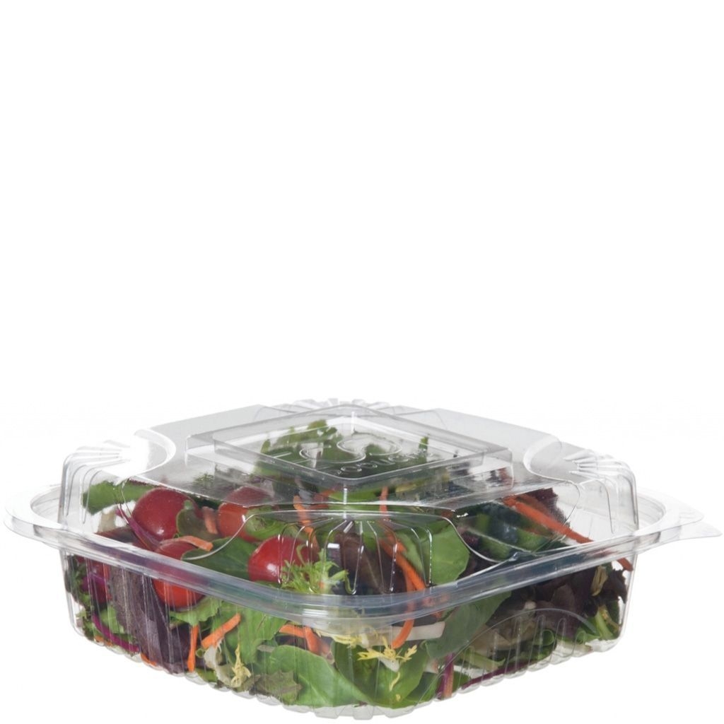 Eco-Products Medium Clear Hinged Clamshell, 8 x 8 x 3 inch -- 160 per case.