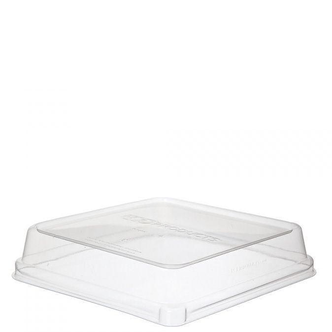 Eco-Products WorldView Lid for 8 inch Square Shallow Container -- 200 per case.