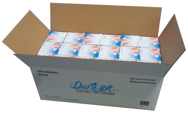 Teh Tung 2 Ply White Premium Cubed Facial Tissue, 7.68 × 8.25 inch -- 36 per case.