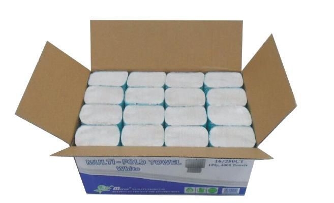Teh Tung White 1 Ply Recycled Multi Fold Towel, 9.25 x 9 inch -- 4000 per case.