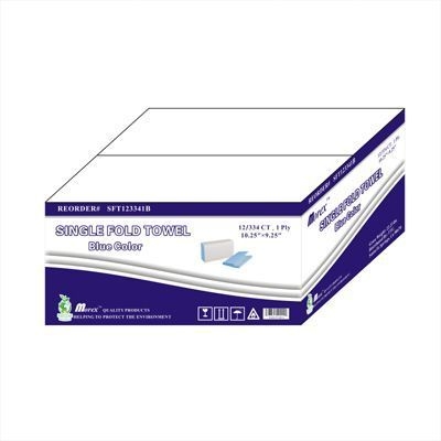Teh Tung 1 Ply Blue Single Fold Paper Towel, 10.25 x 9.25 inch -- 4008 per case.