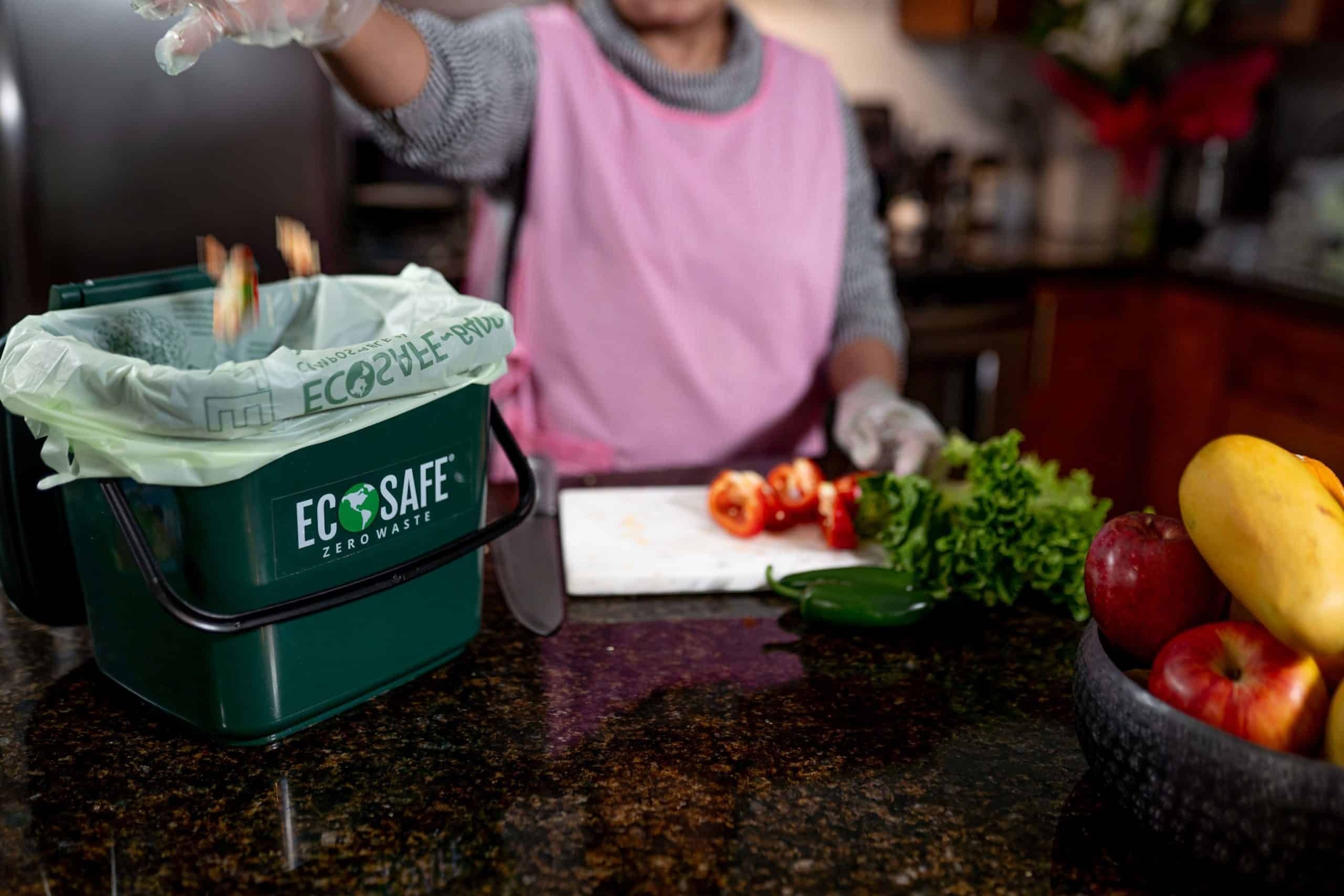 EcoSafe Polypropylene Green Kitchen Caddy Food Scrap Bin fits 16 x 17 inch Liner -- 24 per case.