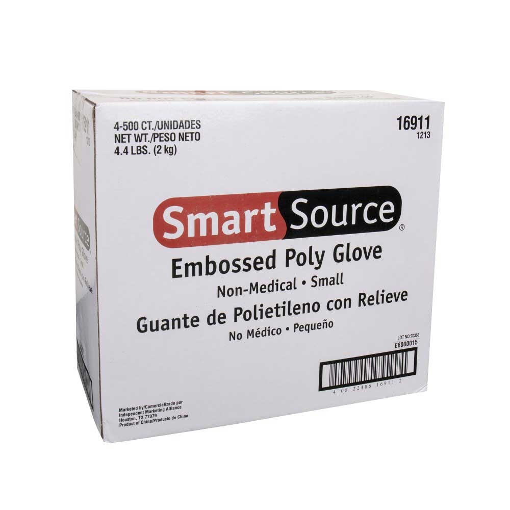 Smart Source Small Non Medical Polyethylene Embossed Gloves -- 2000 per case