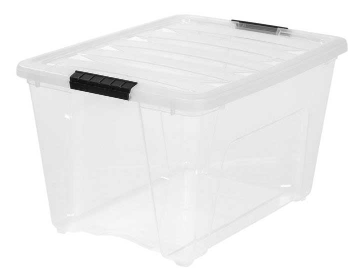 Stack and Pull Clear Plastic Storage Bin with Lid, 53 Quart Capacity -- 6 per case