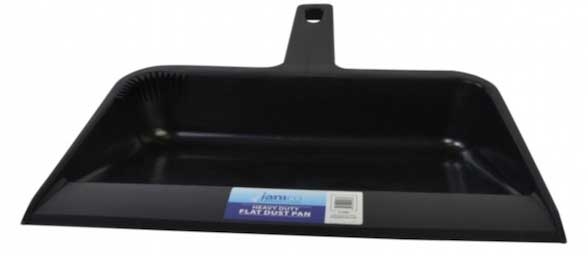 Janico Heavy Duty Plastic Black Flat Dust Pan, 12 inch