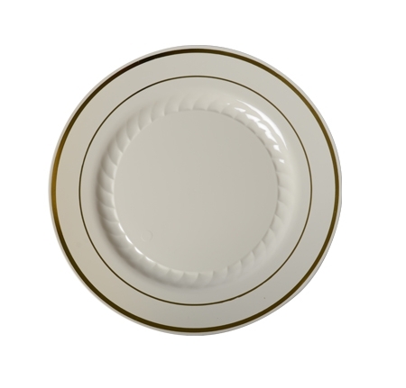 Fineline Settings Silver Splendor Plastic Bone with Silver Rim Plate, 6 inch -- 150 per case
