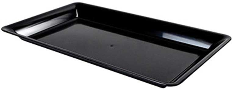 Fineline Platter Pleasers Plastic Black Rectangular Cater Tray, 14 x 10 inch -- 25 per case