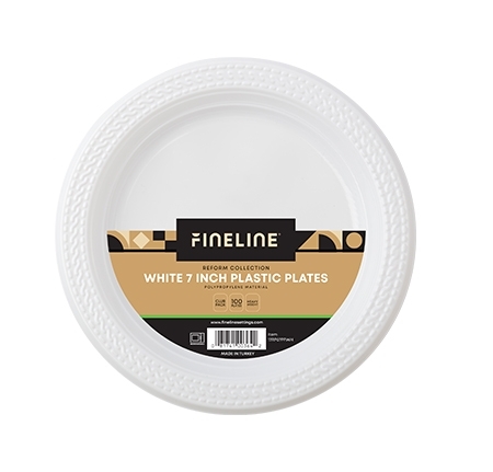 Fineline Settings ReForm White Polypropylene Round Plate, 7 inch -- 800 per case